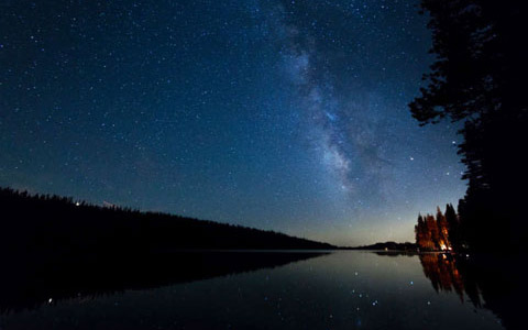 Lake Tahoe night time view stars